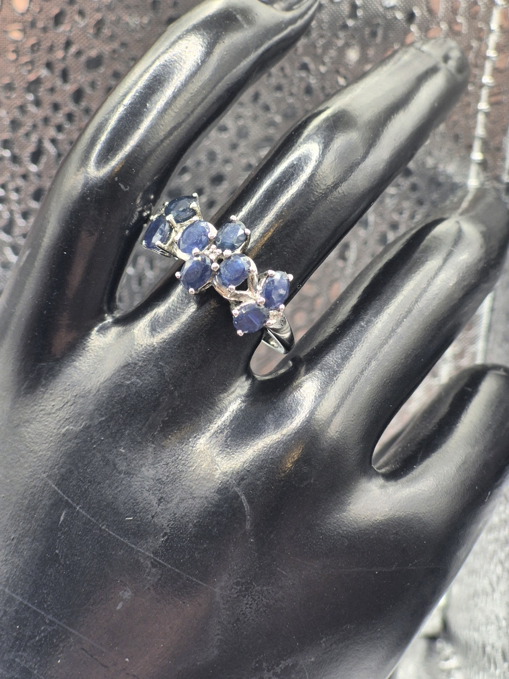 Sterling Silver Blue Sapphire Cluster Ring